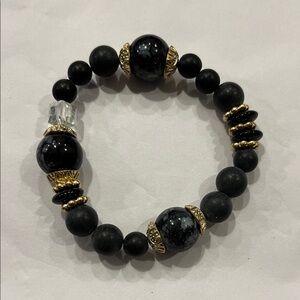 Jewelry bracelet Black and Gold Beaded Bracelet Hand Crafted